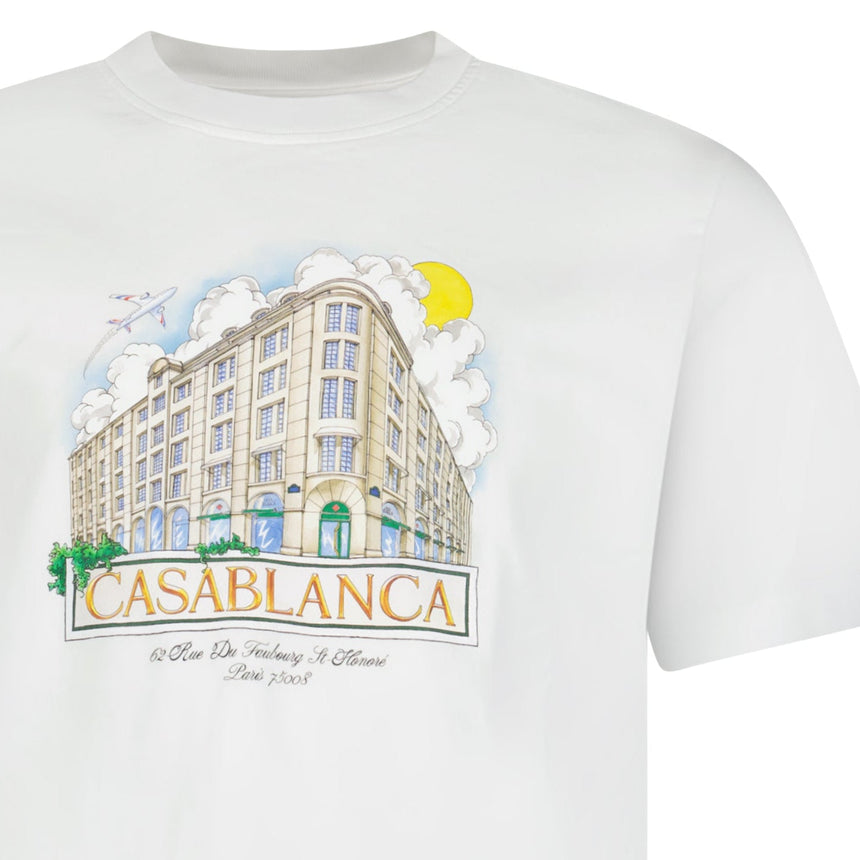 Casablanca Paris Store Printed T-Shirt in White - Boinclo - Outlet Sale Under Retail