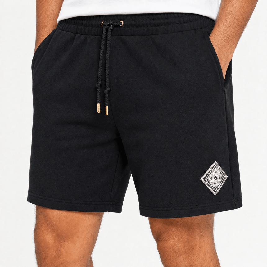 Casablanca Pearl & Diamond Logo Sweatshorts in Black - Boinclo - Outlet Sale Under Retail