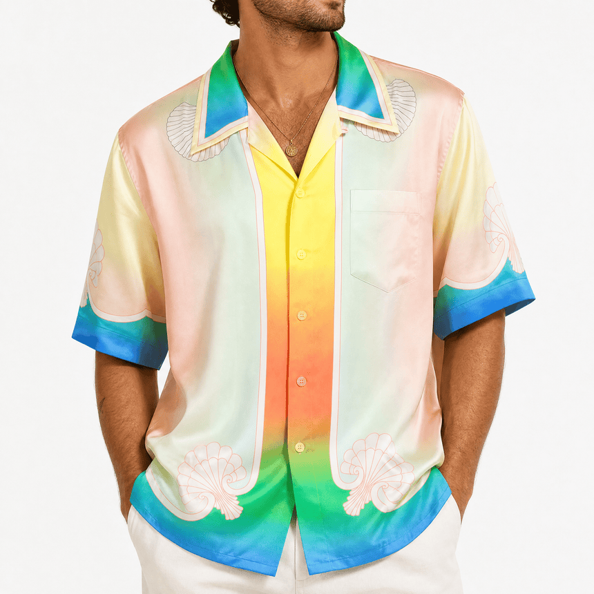 Casablanca Printed 'Lucid Dreams' Short-Sleeve Silk Shirt in Multicolour - Boinclo - Outlet Sale Under Retail
