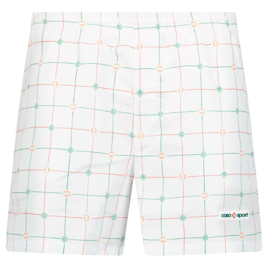 Casablanca "Tennis Check" Technical Swim Shorts in White - Boinclo - Outlet Sale Under Retail