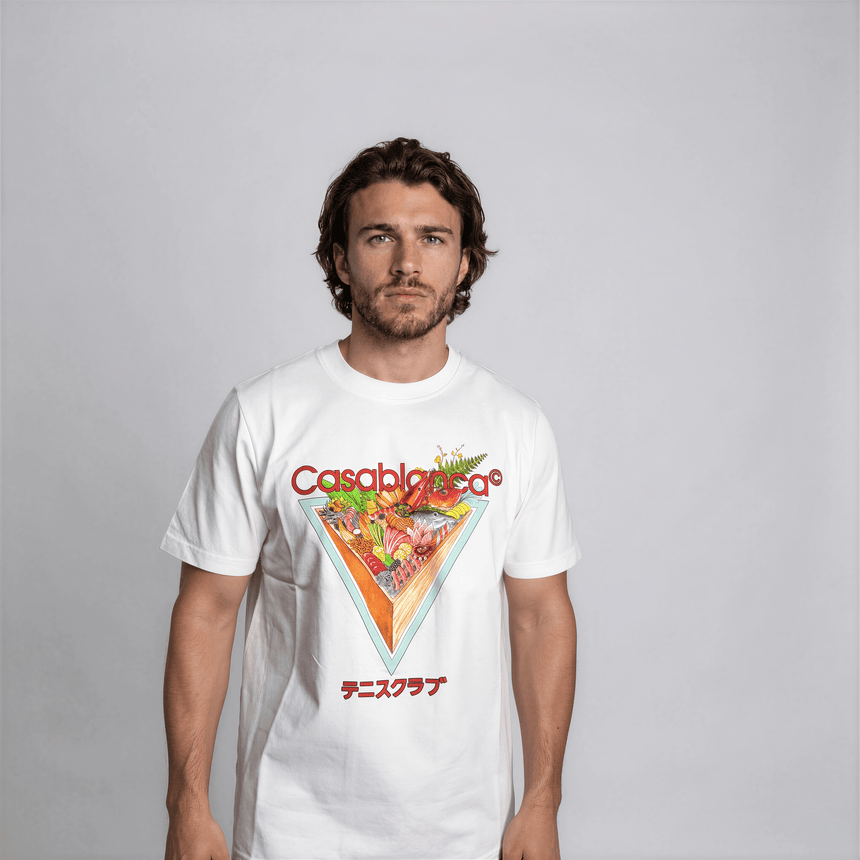 Casablanca Tennis Club Icon Short Sleeve T‑Shirt in White - Boinclo - Outlet Sale Under Retail
