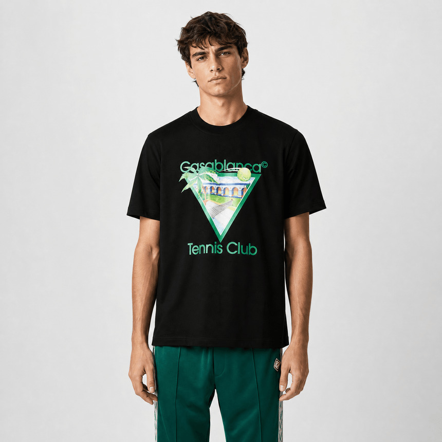 Casablanca Tennis Club T-Shirt in Black - Boinclo - Outlet Sale Under Retail