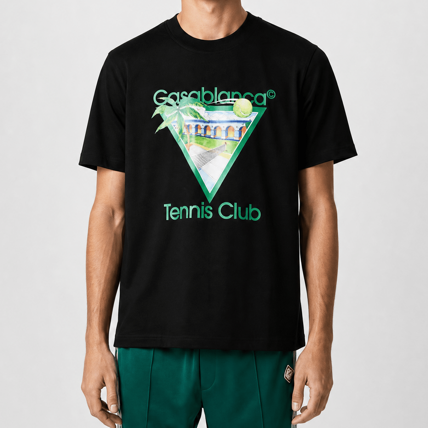 Casablanca Tennis Club T-Shirt in Black - Boinclo - Outlet Sale Under Retail