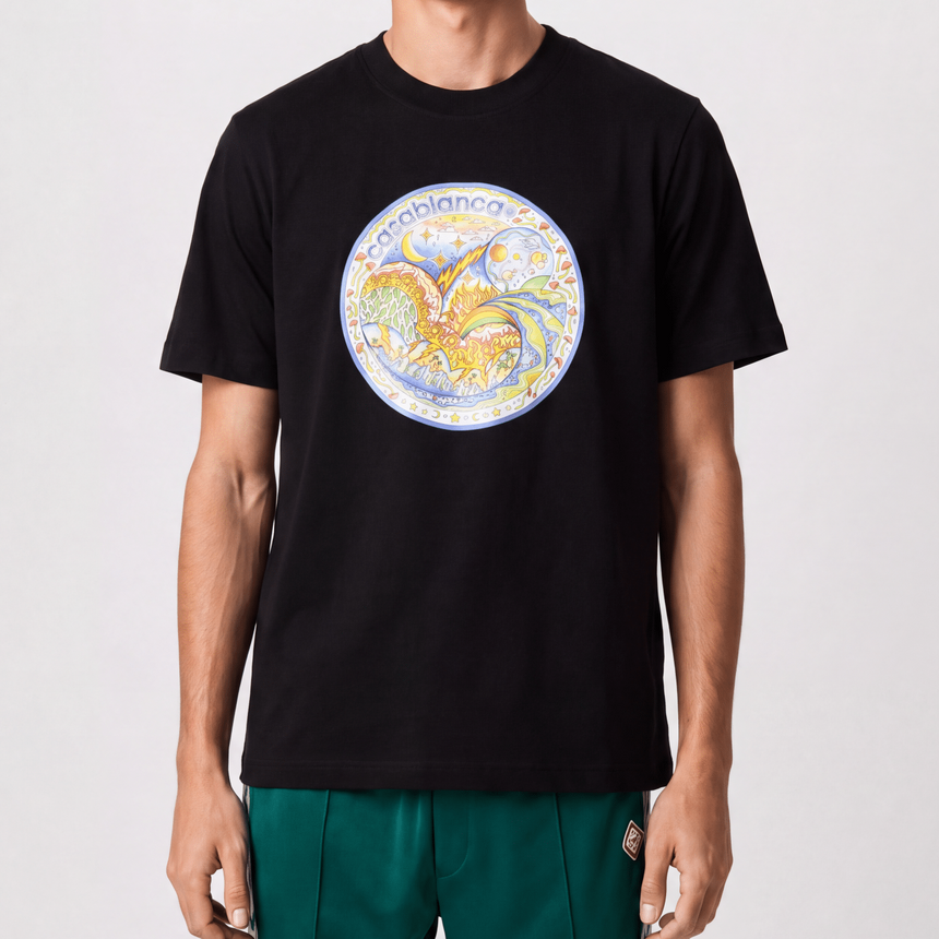 Casablanca The Four Elements T-Shirt in Black - Boinclo - Outlet Sale Under Retail