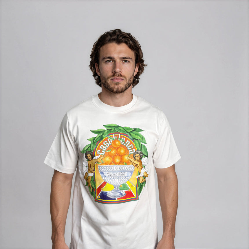 Casablanca Triomphe D'Orange Short Sleeve T‑Shirt in White - Boinclo - Outlet Sale Under Retail