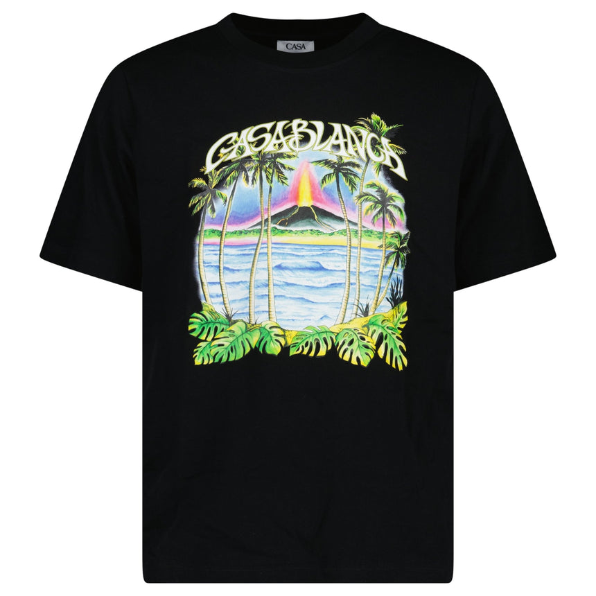 Casablanca Volcano Graphic Print T-Shirt in Black - Boinclo - Outlet Sale Under Retail