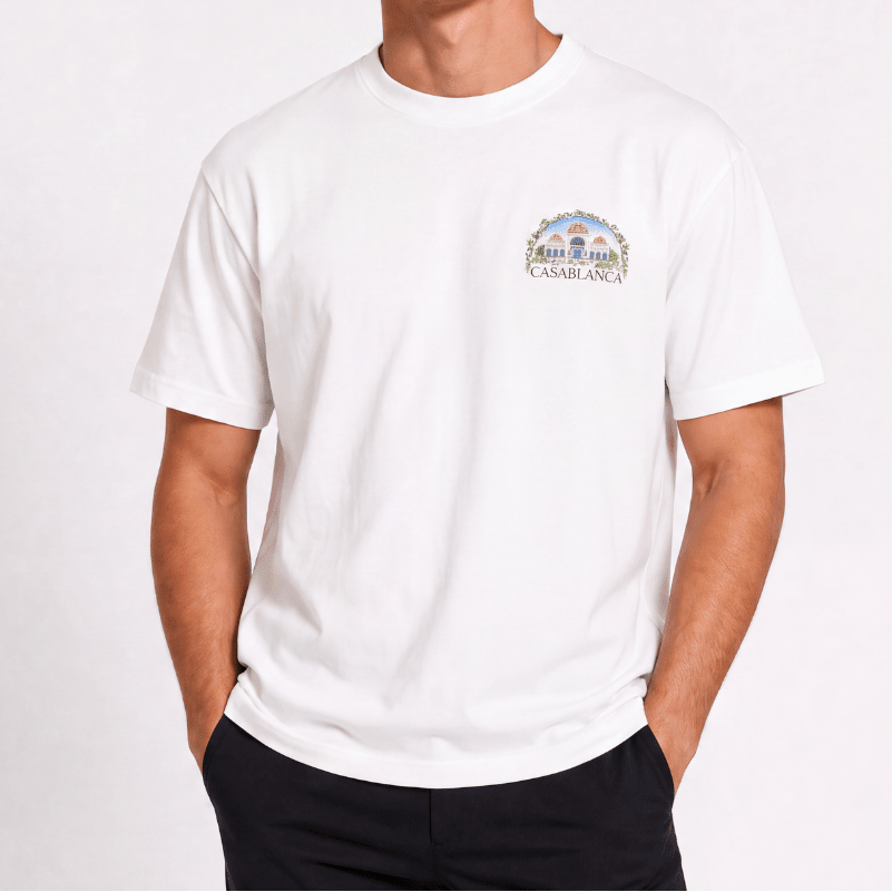 Casablanca Vue de Damas Printed T-Shirt in White - Boinclo - Outlet Sale Under Retail