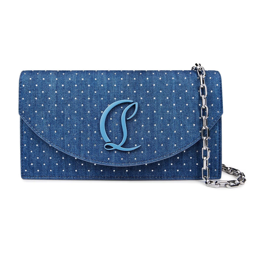 Christian Louboutin Denim Rhinestone Clutch in Cobalt Blue - Boinclo - Outlet Sale Under Retail