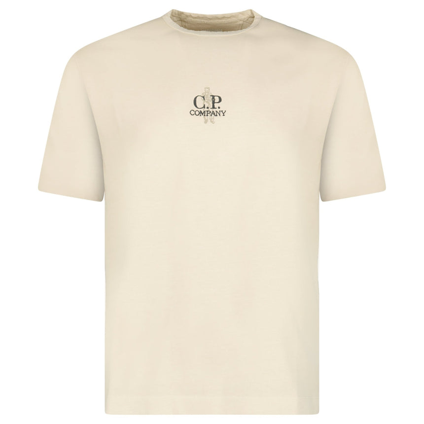 CP Company 1020 Jersey Short Sleeve Embroidery T-Shirt in Beige - Boinclo - Outlet Sale Under Retail