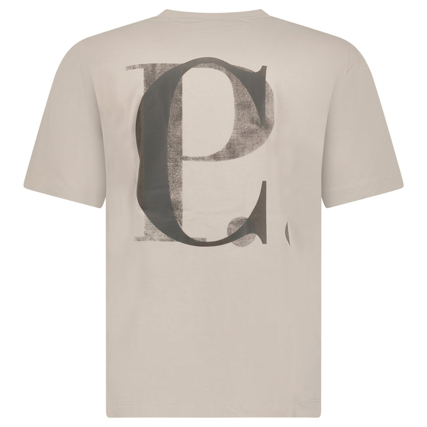 CP Company 30/1 Jersey Short Sleeve Logo T-Shirt in Dove Beige - Boinclo - Outlet Sale Under Retail