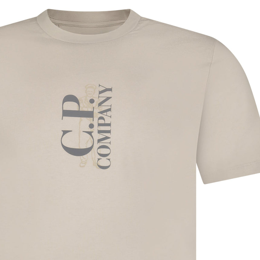 CP Company 30/1 Jersey Short Sleeve Printed T-Shirt in Dove Grey - Boinclo - Outlet Sale Under Retail