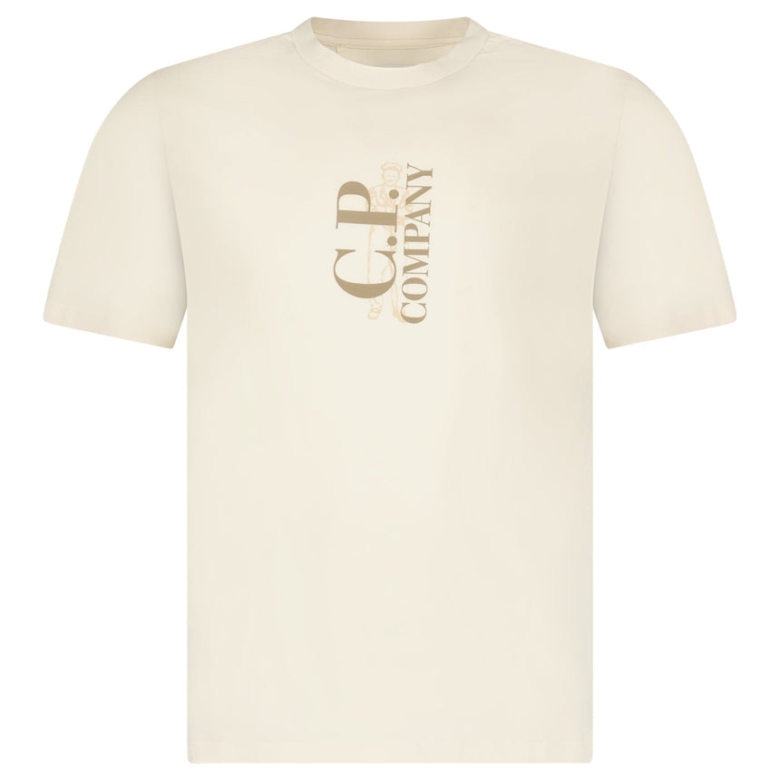CP Company 30/1 Jersey Short Sleeve Printed T-Shirt in Gauze White - Boinclo - Outlet Sale Under Retail