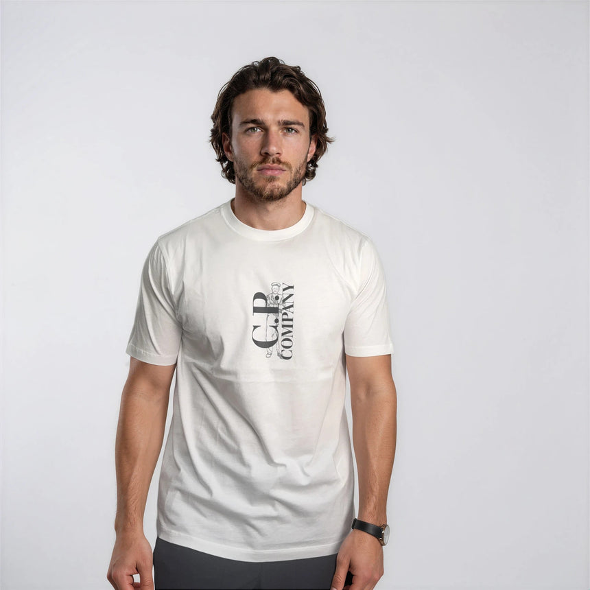 CP Company 30/1 Jersey Short Sleeve Printed T-Shirt in White - Boinclo - Outlet Sale Under Retail