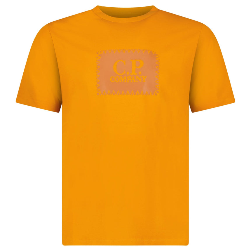 CP Company 30/1 Jersey Stitch Block Logo T-Shirt in Orange - Boinclo - Outlet Sale Under Retail