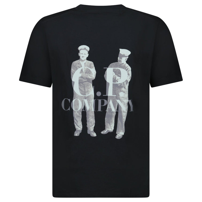 CP Company British Sailor Logo 30/1 T-Shirt in Black - Boinclo - Outlet Sale Under Retail