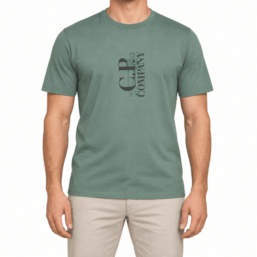 CP Company British Sailor Logo Print T-Shirt in Green - Boinclo - Outlet Sale Under Retail