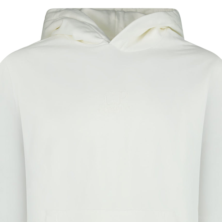 CP Company Brushed Emerised Diagonal Fleece Hoodie in White - Boinclo - Outlet Sale Under Retail