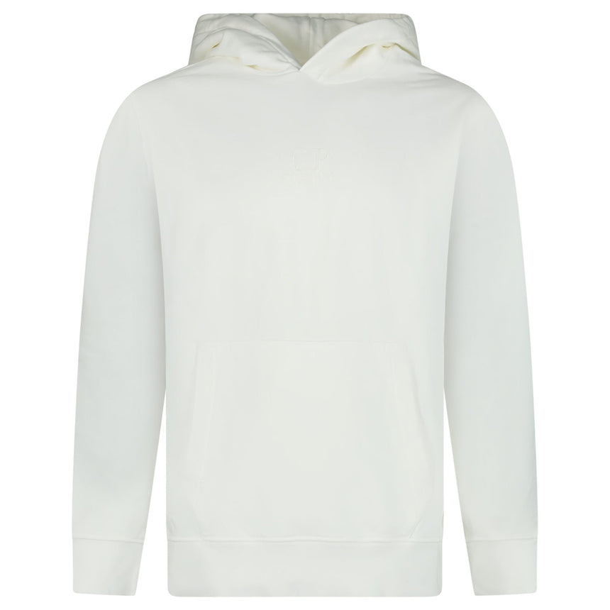 CP Company Brushed Emerised Diagonal Fleece Hoodie in White - Boinclo - Outlet Sale Under Retail