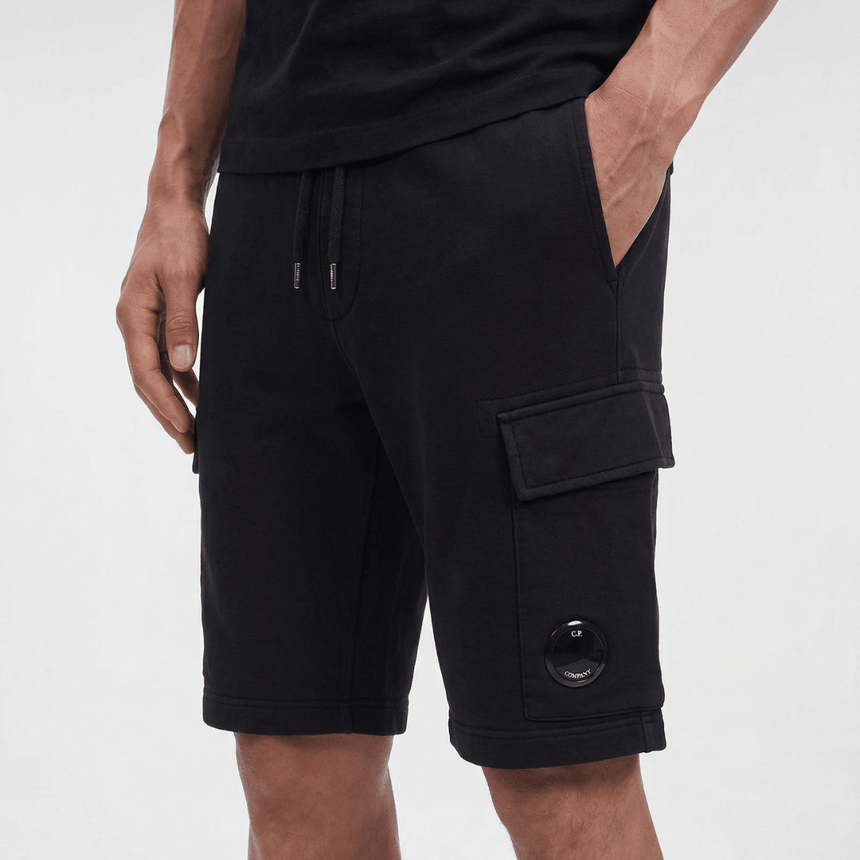 CP Company Cotton Diagonal Fleece Cargo Sweat Shorts in Black - Boinclo - Outlet Sale Under Retail