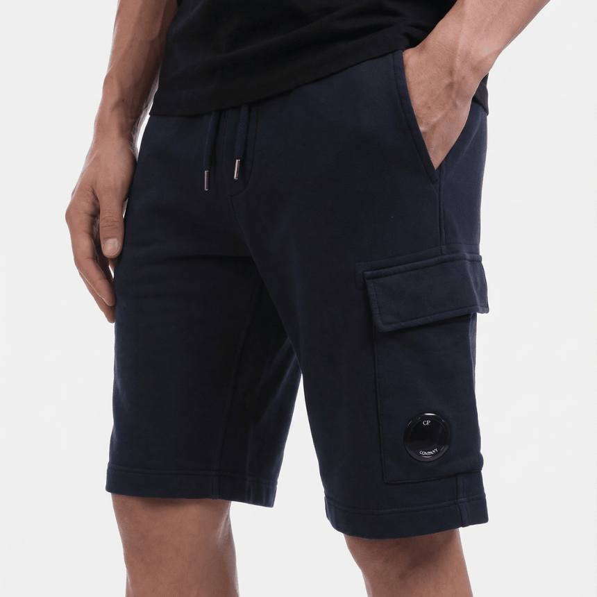 CP Company Cotton Diagonal Fleece Cargo Sweat Shorts in Navy Blue - Boinclo - Outlet Sale Under Retail