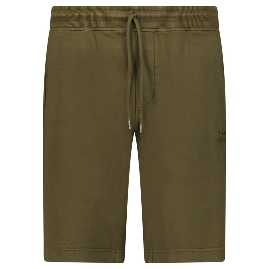 CP Company Cotton Diagonal Fleece Logo Bermudas in Ivy Green - Boinclo - Outlet Sale Under Retail