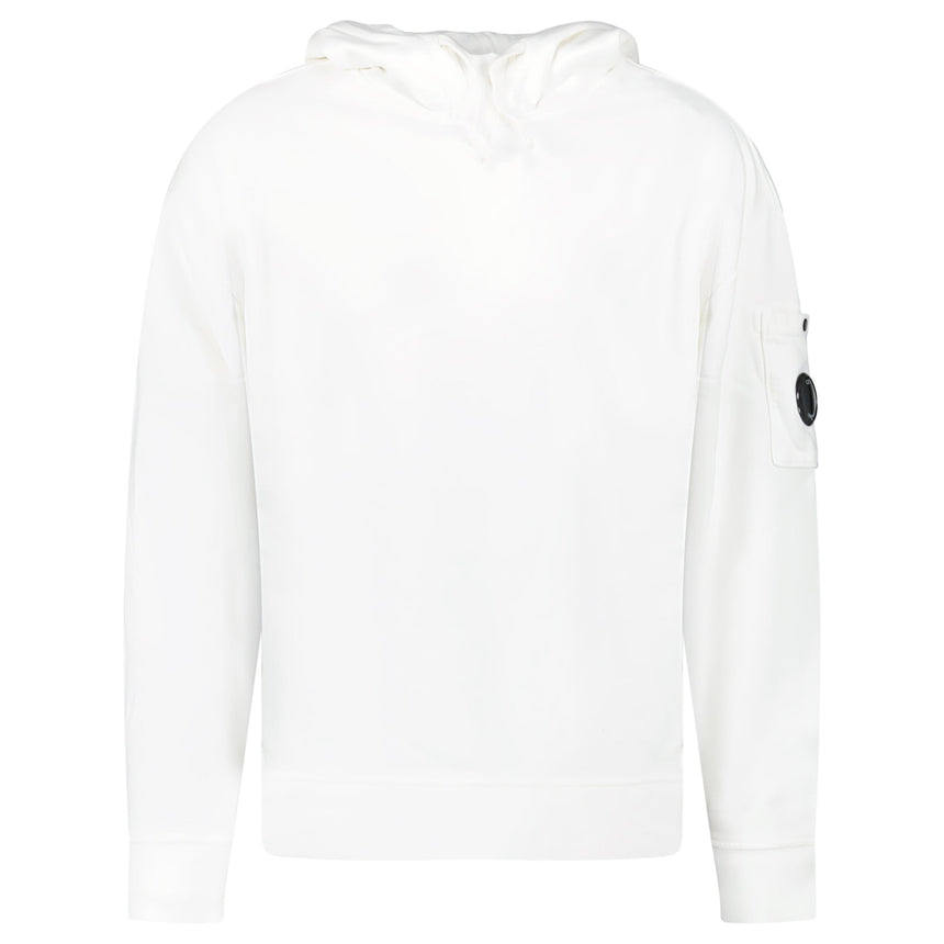CP Company Diagonal Raised Fleece Lens Hooded Sweatshirt in White - Boinclo - Outlet Sale Under Retail
