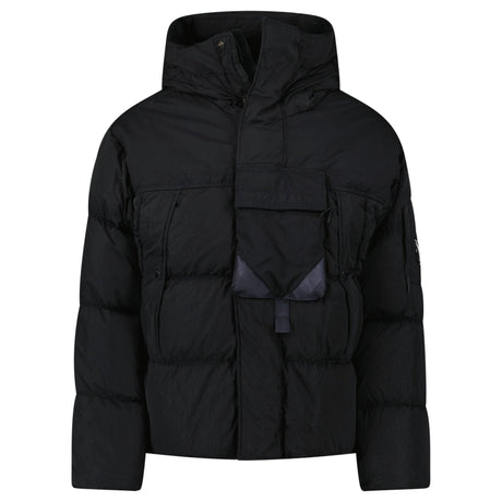 CP Company Eco - Chrome R Mixed Hooded Down Jacket in Black - Boinclo - Outlet Sale Under Retail