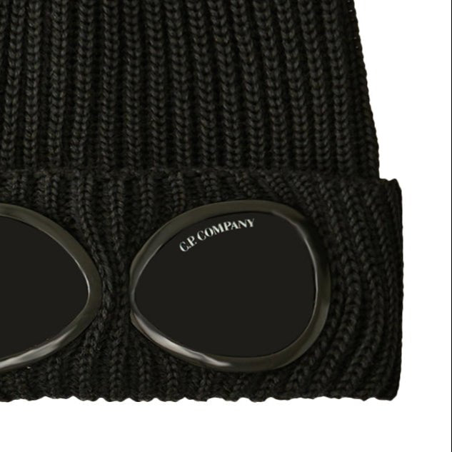 CP Company Goggle Beanie Hat in Extra Fine Merino Wool Black - Boinclo - Outlet Sale Under Retail