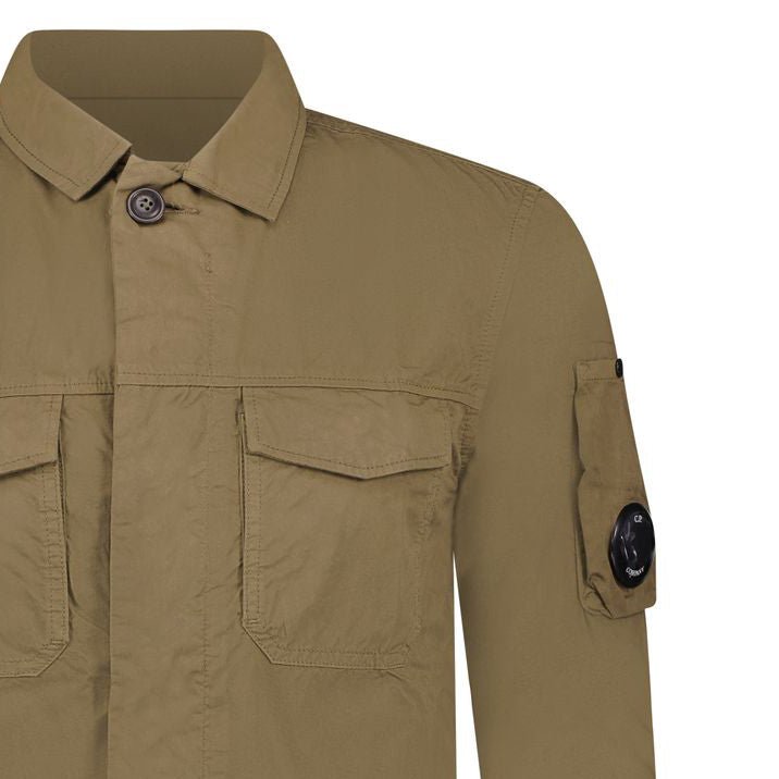 CP Company Lens 'Gabardine' Overshirt Dark Beige - Boinclo - Outlet Sale Under Retail