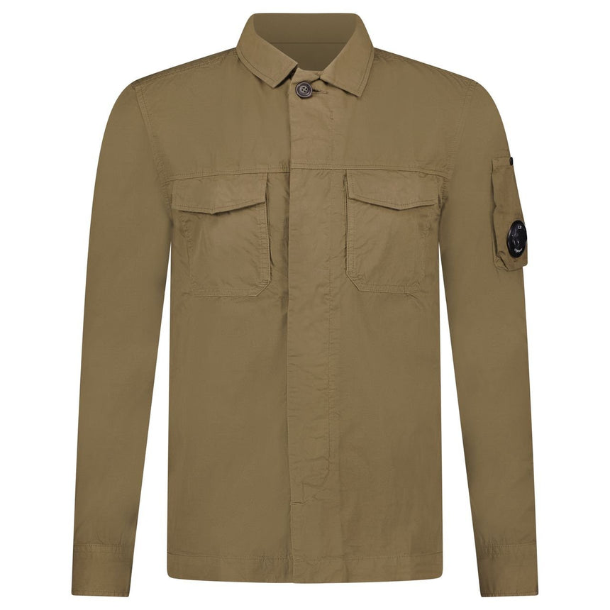 CP Company Lens 'Gabardine' Overshirt Dark Beige - Boinclo - Outlet Sale Under Retail