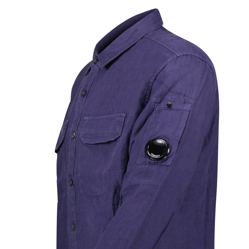CP Company Lens Pocket Overshirt Linen Navy - Boinclo - Outlet Sale Under Retail