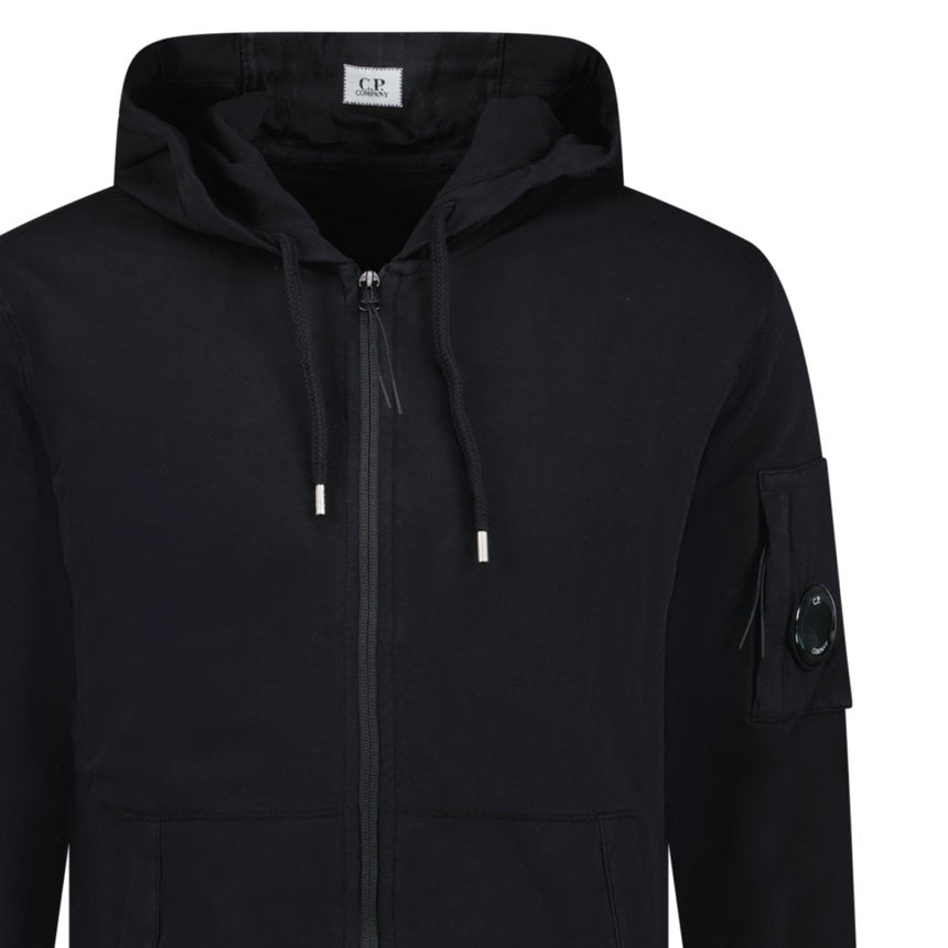 CP Company Light Fleece Lens Zip Hoodie Black