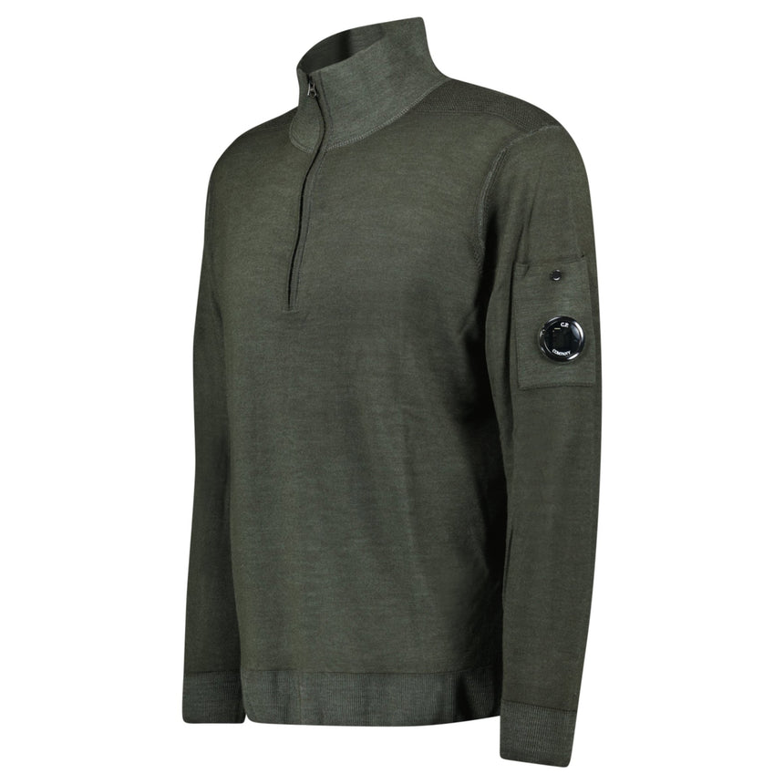 C.P. Company Merino Half - Zip Knitwear in Dark Shadow - Boinclo - Outlet Sale Under Retail
