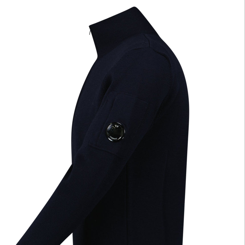 C.P. Company Re - Wool Half Lens Zip Sweater Navy - Boinclo - Outlet Sale Under Retail