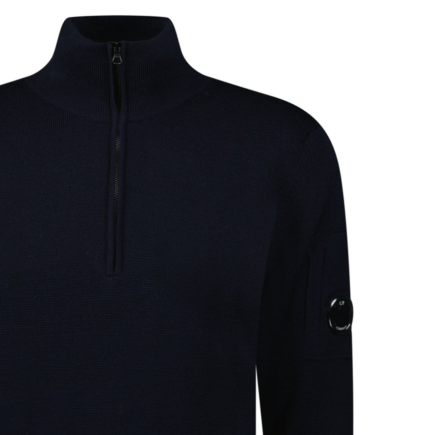 C.P. Company Re - Wool Half Lens Zip Sweater Navy - Boinclo - Outlet Sale Under Retail
