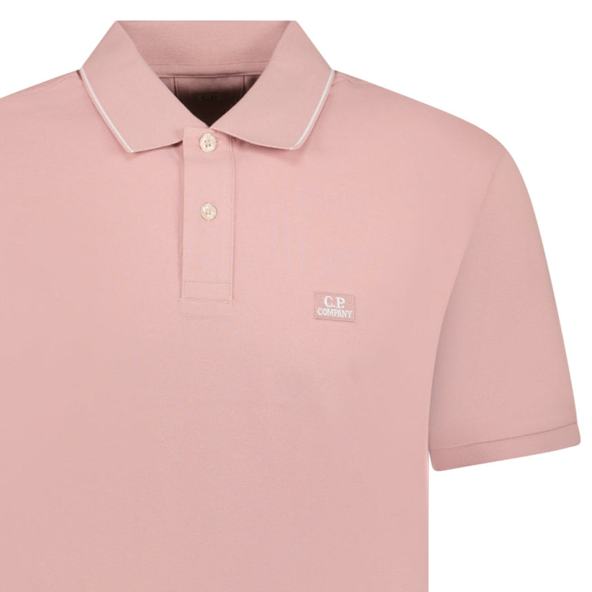 CP Company Stretch Piquet Striped Collar Polo Shirt Misty Rose - Boinclo - Outlet Sale Under Retail
