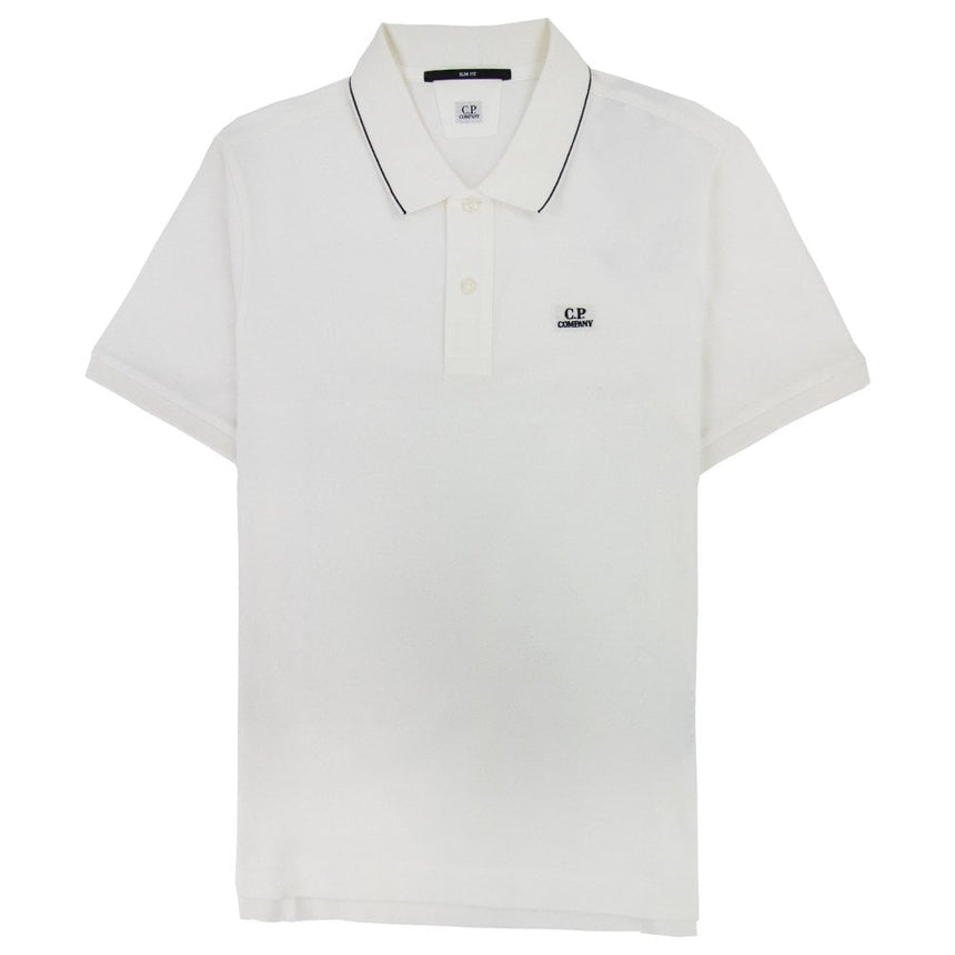 CP Company 'Tacting Piquet' Short Sleeve Polo White - Boinclo - Outlet Sale Under Retail