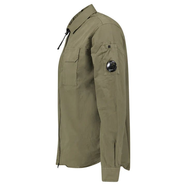 CP Company Zip - Up Lens Overshirt in Khaki - Boinclo - Outlet Sale Under Retail