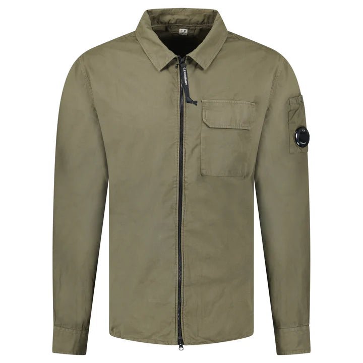 CP Company Zip - Up Lens Overshirt in Khaki - Boinclo - Outlet Sale Under Retail