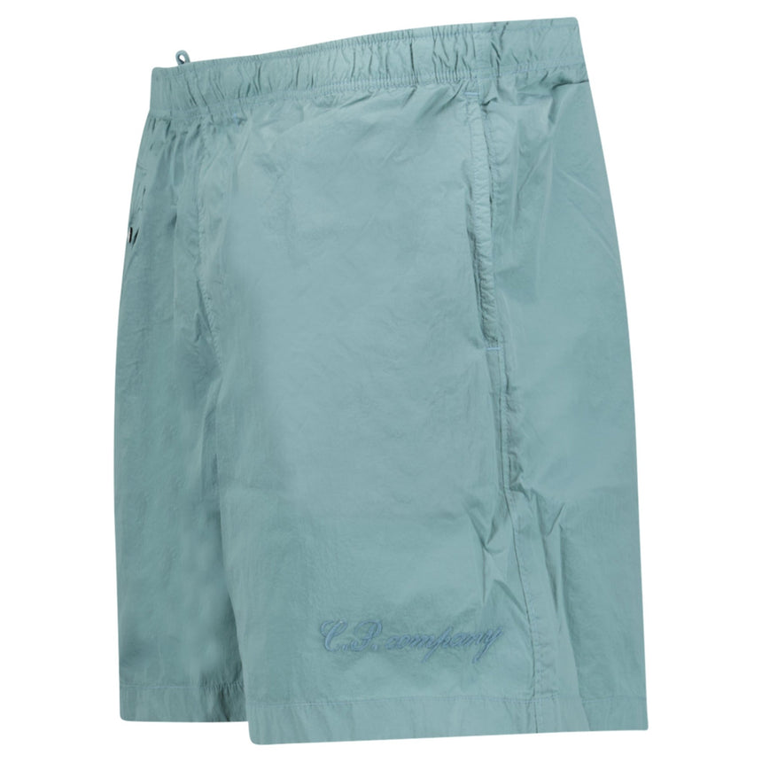 CP Company Eco - Chrome R Logo Embroidery Swim Shorts in Silver Blue - Boinclo - Outlet Sale Under Retail