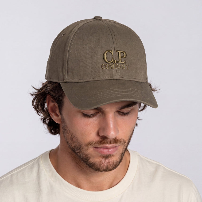 CP Company Gabardine Logo Cap in Ivy Green - Boinclo - Outlet Sale Under Retail