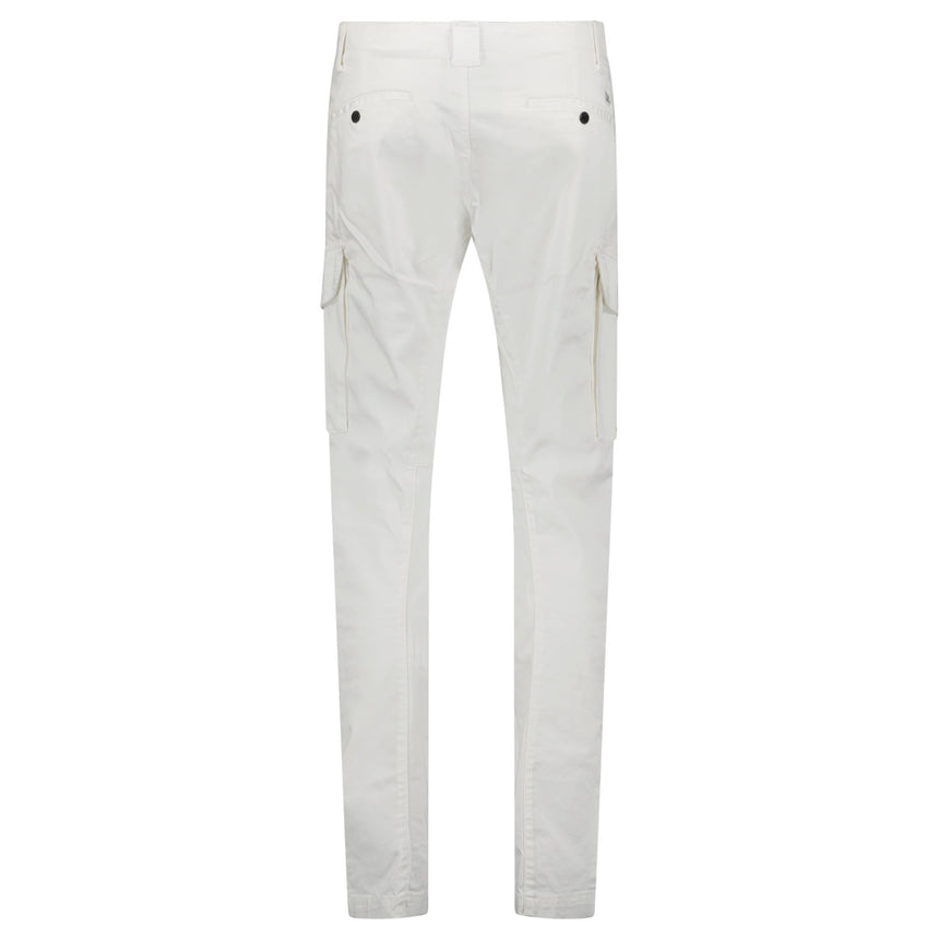 CP Company Gauze White Ergonomic Stretch Sateen Cargo Lens Pants - Boinclo - Outlet Sale Under Retail