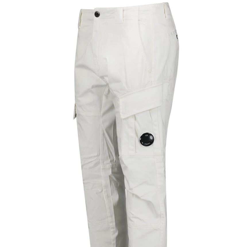 CP Company Gauze White Ergonomic Stretch Sateen Cargo Lens Pants - Boinclo - Outlet Sale Under Retail