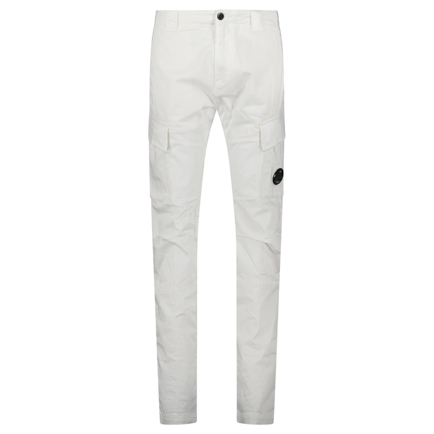 CP Company Gauze White Ergonomic Stretch Sateen Cargo Lens Pants - Boinclo - Outlet Sale Under Retail
