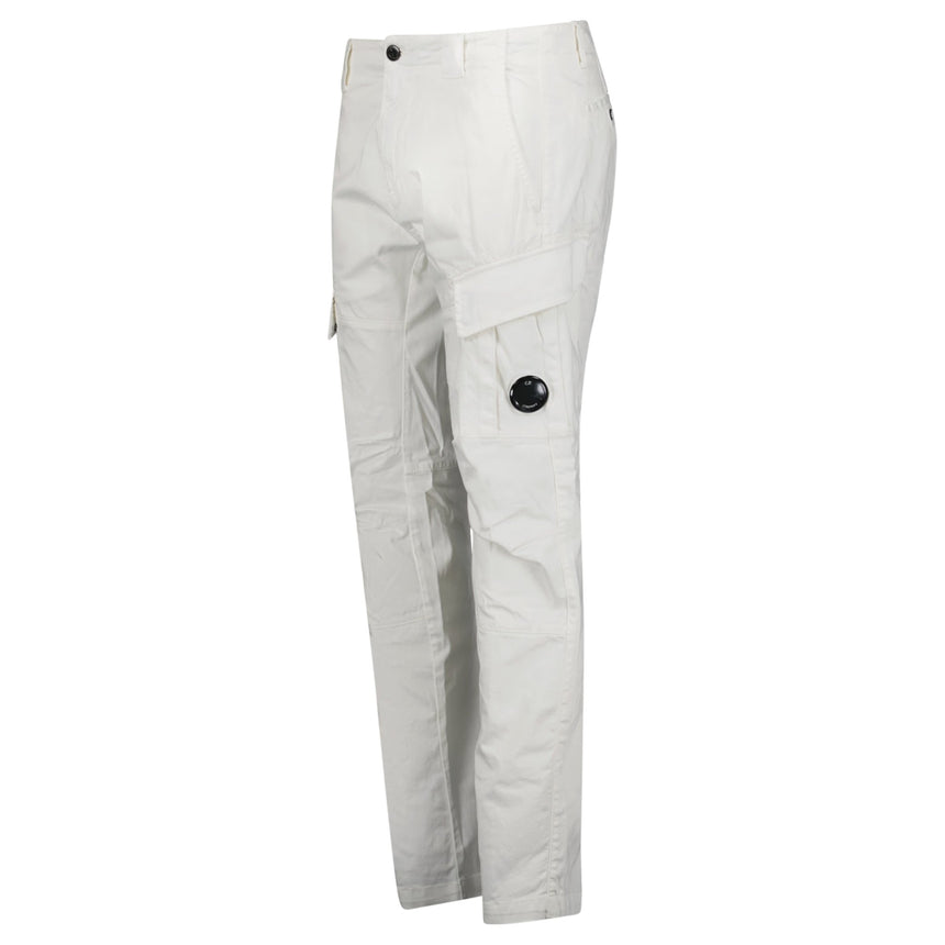CP Company Gauze White Ergonomic Stretch Sateen Cargo Lens Pants - Boinclo - Outlet Sale Under Retail