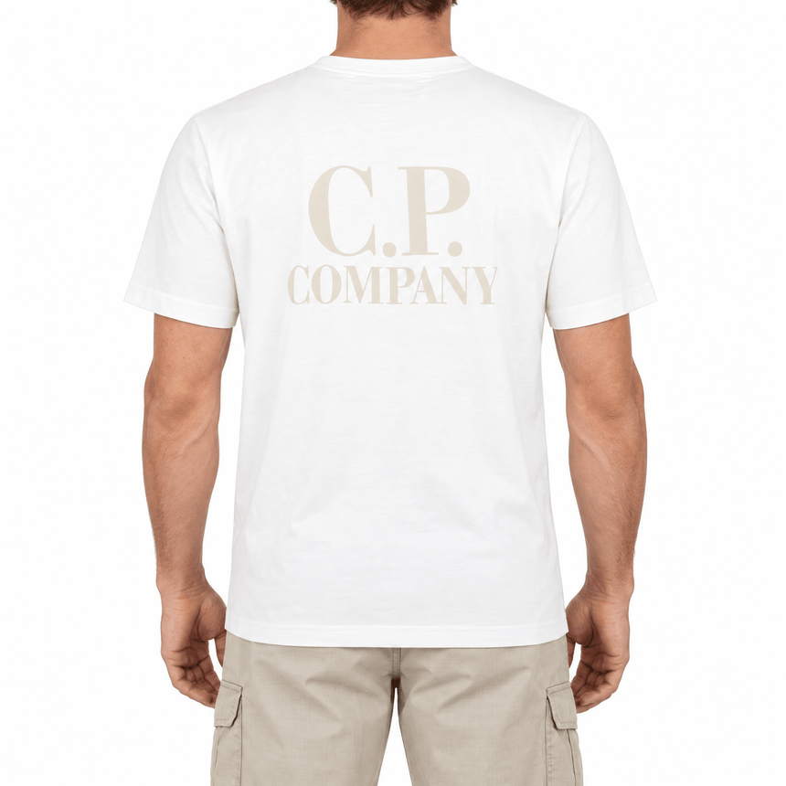 CP Company Jersey Short Sleeve Logo T-Shirt in Gauze White - Boinclo - Outlet Sale Under Retail