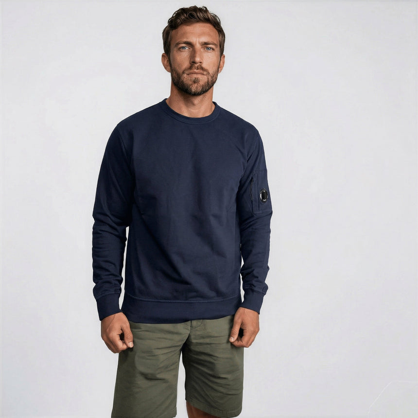 CP Company Lens Light Fleece Crewneck Sweatshirt Navy - Boinclo - Outlet Sale Under Retail