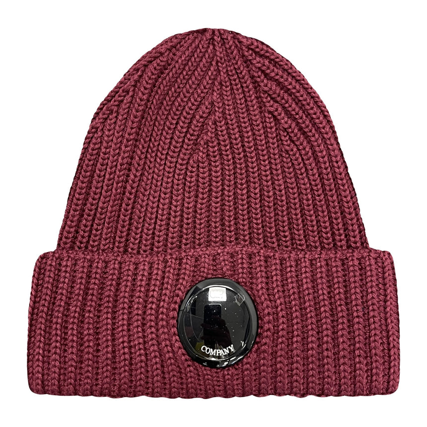 CP Company Lens Wool Beanie Maroon