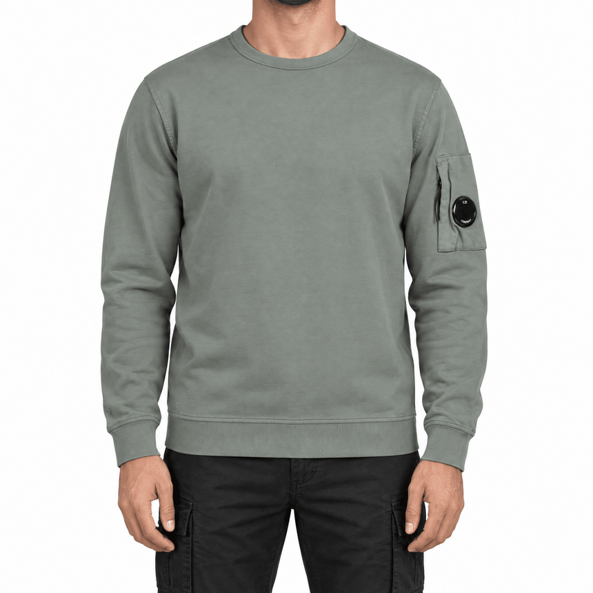 CP Company Light Fleece Crewneck Lens Sweatshirt in Gunmetal Grey - Boinclo - Outlet Sale Under Retail