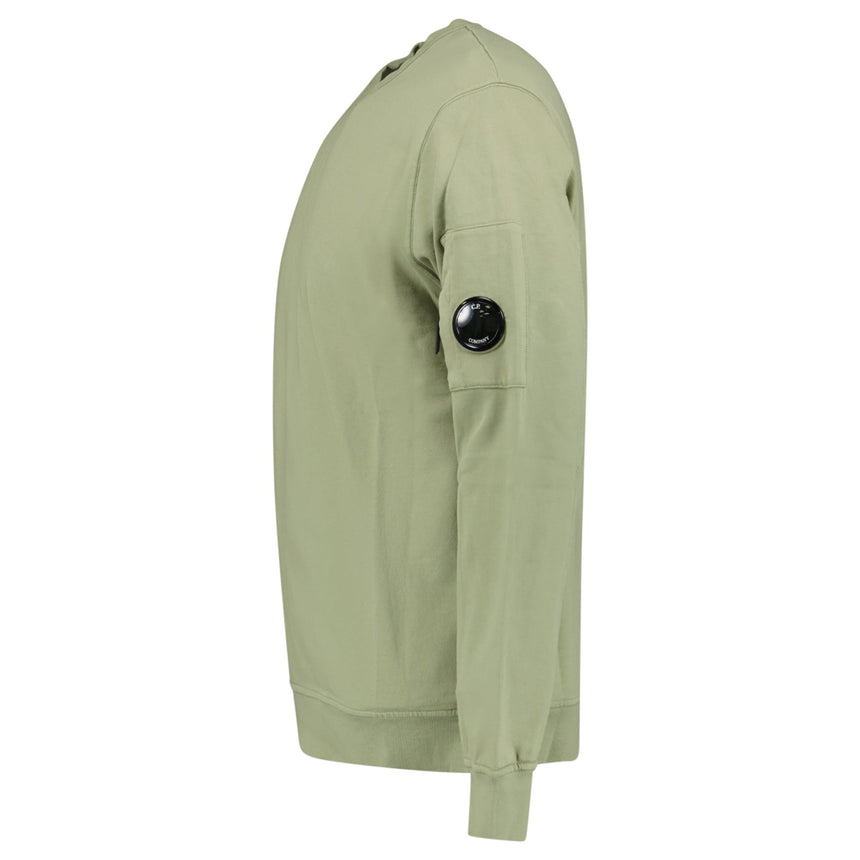 CP Company Light Fleece Crewneck Lens Sweatshirt in Moss Grey - Boinclo - Outlet Sale Under Retail